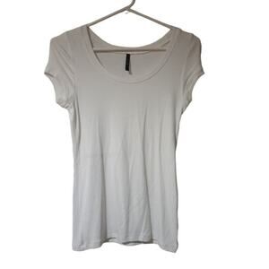 Splash Womens Cap Sleeve Scoop Neck Basic Stretch‎ Tee shirt White Sz L